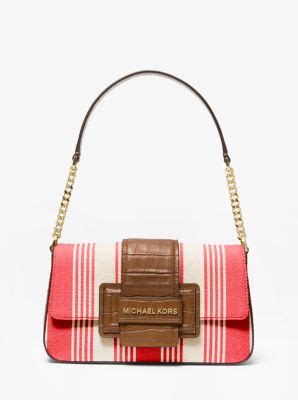 michael kors sage medium striped canvas shoulder bag|mk shoulder bags on sale.